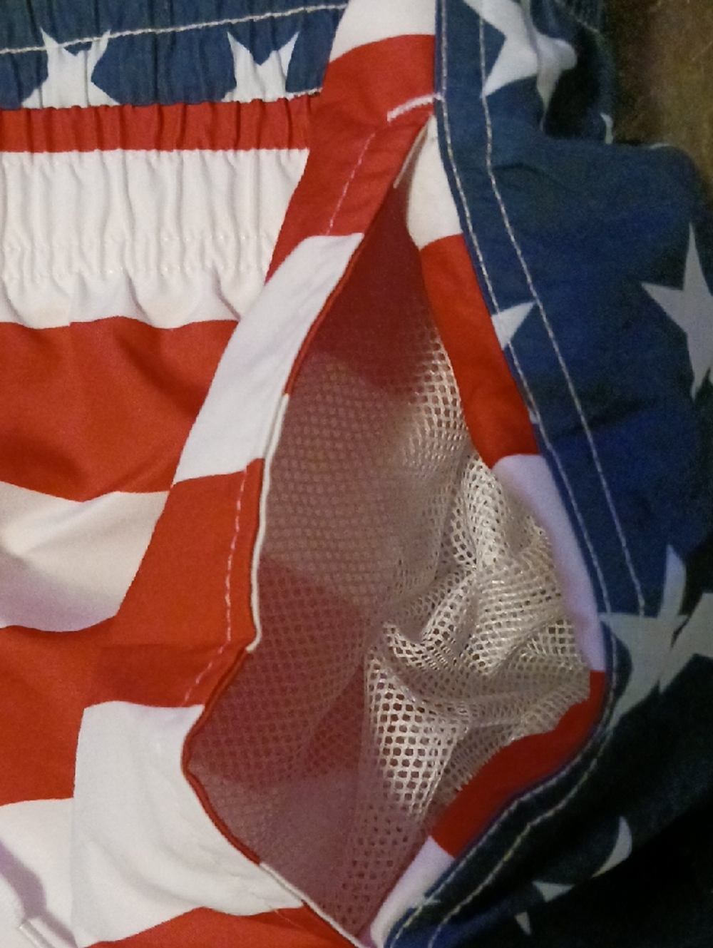 Men’s Patriotic Flag Swim Shorts - Red, White & Blue - Picture 3 of 4